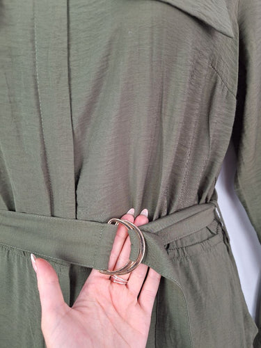 Second-Hand - French Connection Olive Zip Front Everyday Jumpsuit Size 12 - SwapUp