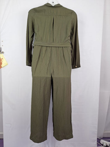 Second-Hand - French Connection Olive Zip Front Everyday Jumpsuit Size 12 - SwapUp