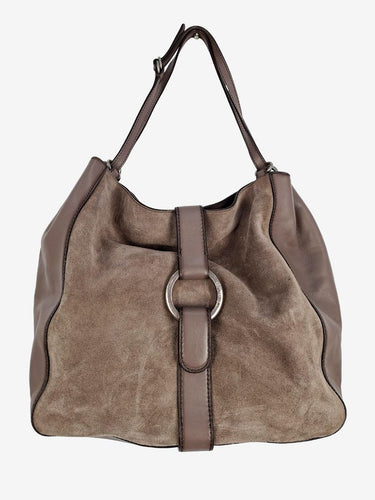 Michael Kors Taupe Suede Panel Handbag