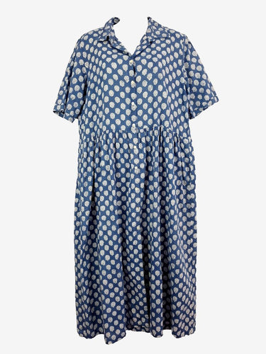 Read & Bell Blue Collared Button Up Maxi Dress Size L