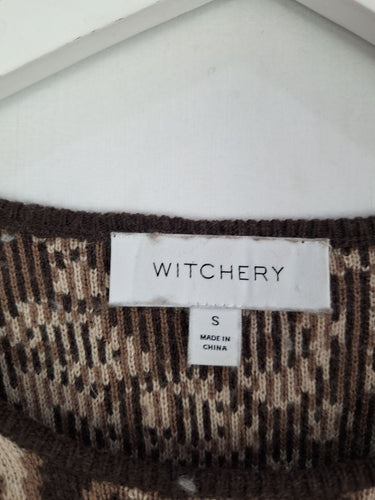 Second-Hand - Witchery Leopard Wool Blend Thick Fine Knit Jumper Size S - SwapUp