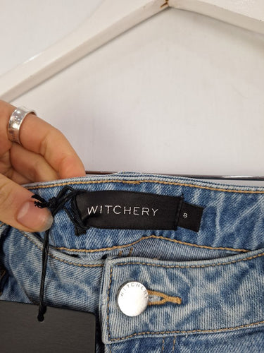 Second-Hand - Witchery Side Pocket Denim Mini Skirt Size 8 - SwapUp