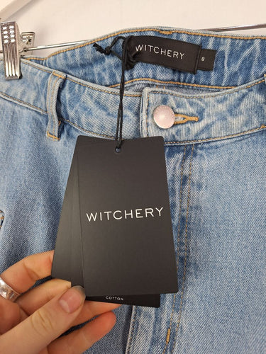 Second-Hand - Witchery Side Pocket Denim Mini Skirt Size 8 - SwapUp