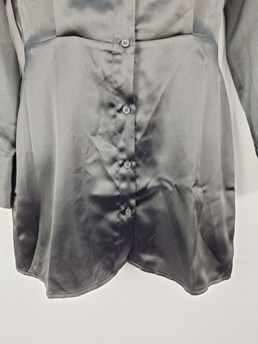 Second-Hand - Meshki Satin Shoulder Padded Shirt Dress Size XXS - SwapUp