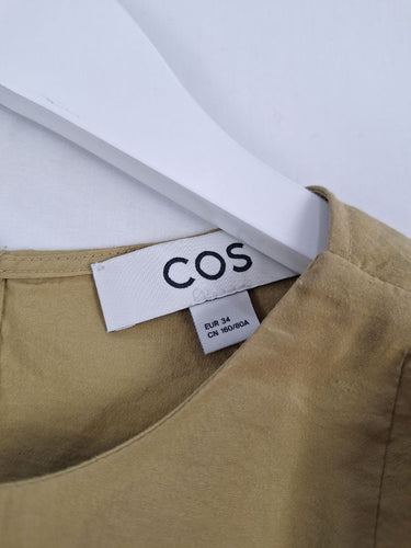 Second-Hand - COS Elevated Olive Cape Sleeve Top Size 6 - SwapUp