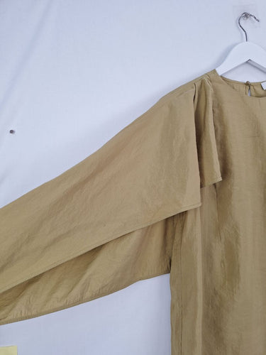 Second-Hand - COS Elevated Olive Cape Sleeve Top Size 6 - SwapUp