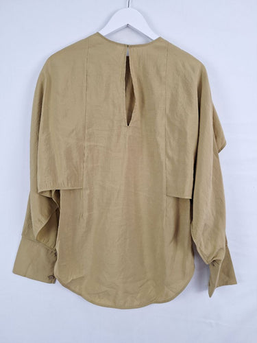 Second-Hand - COS Elevated Olive Cape Sleeve Top Size 6 - SwapUp
