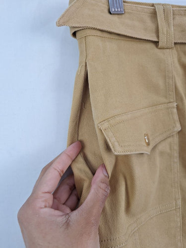 Second-Hand - Sheike Camel Cargo Style Mini Skirt Size 10 - SwapUp