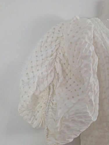 Second-Hand - Sassy Puff Sleeve Pearl Picnic Dress Size 8 - SwapUp