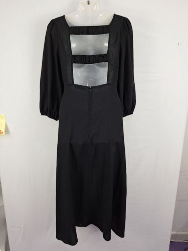 Second-Hand - Atmos & Here Open Back Linen Blend Maxi Dress Size 10 - SwapUp