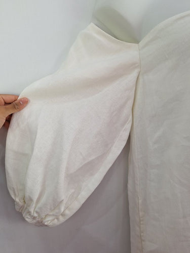 Second-Hand - Maurie & Eve Heavy Pearl Linen Off Shoulder Dress Size 14 - SwapUp