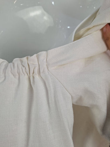 Second-Hand - Maurie & Eve Heavy Pearl Linen Off Shoulder Dress Size 14 - SwapUp