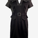 Second-Hand - Karen Millen Work Silver Hard Wear Midi Dress Size 14 - SwapUp