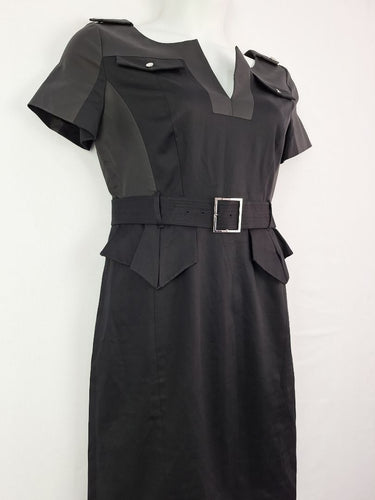 Second-Hand - Karen Millen Work Silver Hard Wear Midi Dress Size 14 - SwapUp