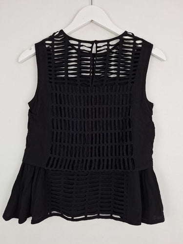 Second-Hand - Witchery Black Ladder Lace Layered Top Size 4 - SwapUp