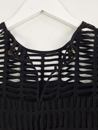 Second-Hand - Witchery Black Ladder Lace Layered Top Size 4 - SwapUp