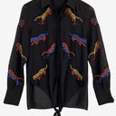 Second-Hand - Karen Millen Semi Sheer Jaguar Embroidery Shirt Size 6 - SwapUp