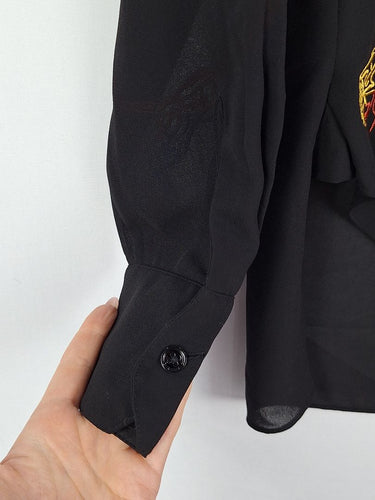 Second-Hand - Karen Millen Semi Sheer Jaguar Embroidery Shirt Size 6 - SwapUp