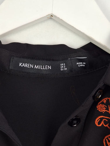 Second-Hand - Karen Millen Semi Sheer Jaguar Embroidery Shirt Size 6 - SwapUp