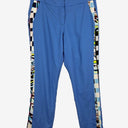 Second-Hand - Lisa Ho Blue Pure Wool and Silk Side Graphic Pants Size 10 - SwapUp