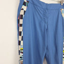 Second-Hand - Lisa Ho Blue Pure Wool and Silk Side Graphic Pants Size 10 - SwapUp