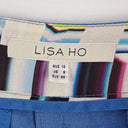 Second-Hand - Lisa Ho Blue Pure Wool and Silk Side Graphic Pants Size 10 - SwapUp