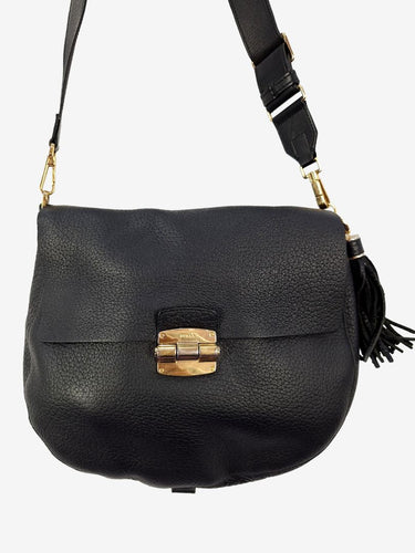Furla Black Fold Over Crossbody Bag