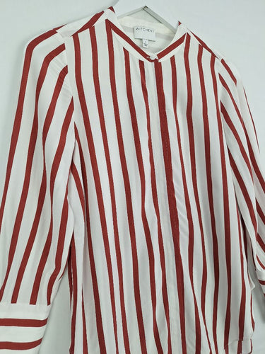 Second-Hand - Witchery Clay Stripe Button Up Blouse Size 6 - SwapUp