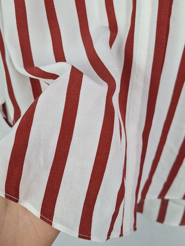 Second-Hand - Witchery Clay Stripe Button Up Blouse Size 6 - SwapUp