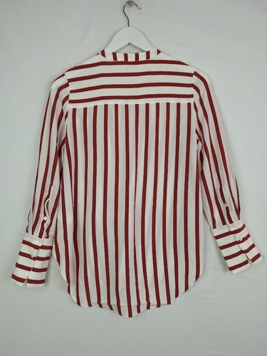Second-Hand - Witchery Clay Stripe Button Up Blouse Size 6 - SwapUp