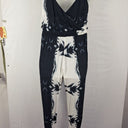 Second-Hand - Natasha Gan Watercolour Marble Plunge Neck Jumpsuit Size 12 - SwapUp