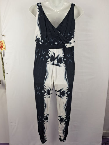Second-Hand - Natasha Gan Watercolour Marble Plunge Neck Jumpsuit Size 12 - SwapUp