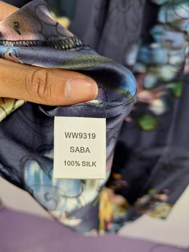 Second-Hand - Saba Hand Drawn Flower Silk Midi Dress Size 8 - SwapUp