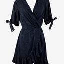 Second-Hand - Rodeo Show Navy Textured Wrap Mini Dress Size 8 - SwapUp