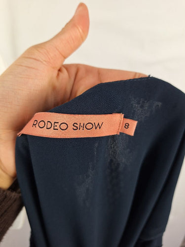 Second-Hand - Rodeo Show Navy Textured Wrap Mini Dress Size 8 - SwapUp