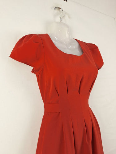 Second-Hand - Princess Highway Tomato Pleated Tied Midi Dress Size 8 - SwapUp