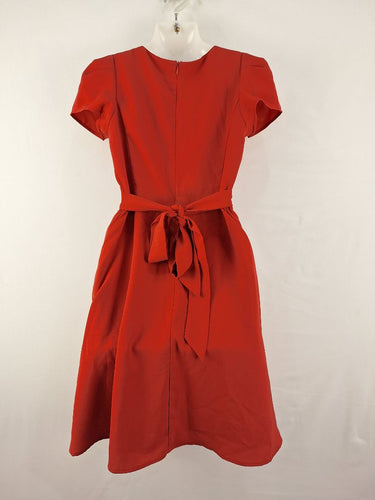 Second-Hand - Princess Highway Tomato Pleated Tied Midi Dress Size 8 - SwapUp