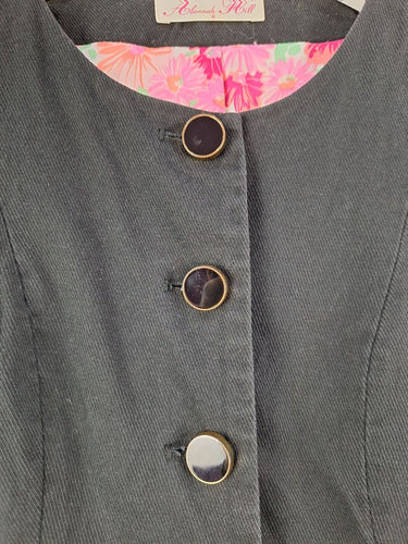 Second-Hand - Tailored Washed Black Feature Button Alannah Hill Jacket Size 6 - SwapUp