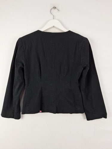 Second-Hand - Tailored Washed Black Feature Button Alannah Hill Jacket Size 6 - SwapUp