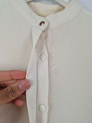 Second-Hand - Ginger & Smart Elegant Cream Split Back Blouse Size 6 - SwapUp