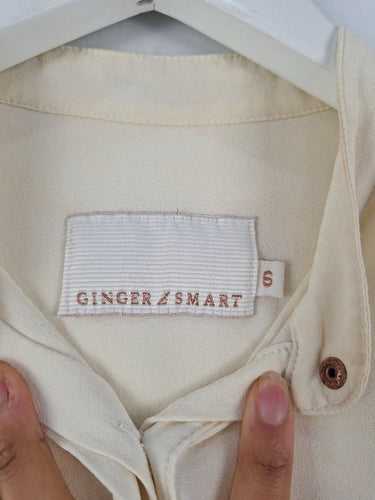 Second-Hand - Ginger & Smart Elegant Cream Split Back Blouse Size 6 - SwapUp