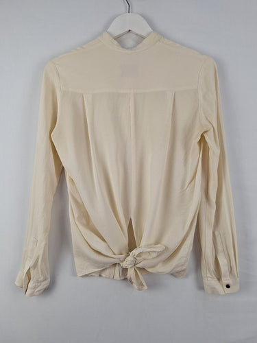 Second-Hand - Ginger & Smart Elegant Cream Split Back Blouse Size 6 - SwapUp