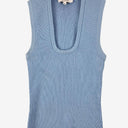 Second-Hand - Minima Sky Blue Ribbed Rectangle Neck Top Size 10 - SwapUp