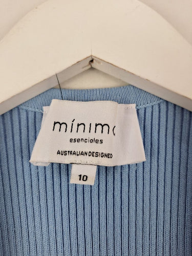 Second-Hand - Minima Sky Blue Ribbed Rectangle Neck Top Size 10 - SwapUp
