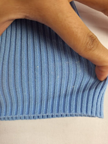 Second-Hand - Minima Sky Blue Ribbed Rectangle Neck Top Size 10 - SwapUp
