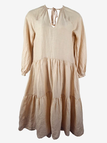 Second-Hand Arket Blush Voluminous Tiered Linen Maxi Dress Size S – SwapUp