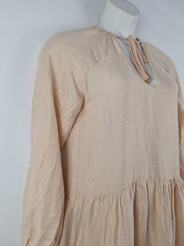 Second-Hand - Arket Blush Voluminous Tiered Linen Maxi Dress Size S - SwapUp
