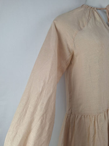 Second-Hand - Arket Blush Voluminous Tiered Linen Maxi Dress Size S - SwapUp