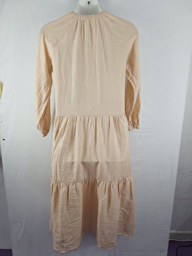 Second-Hand - Arket Blush Voluminous Tiered Linen Maxi Dress Size S - SwapUp