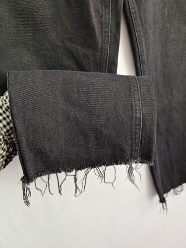 Second-Hand - NA-KD Black Wash Frayed Straight Denim Jeans Size 8 - SwapUp